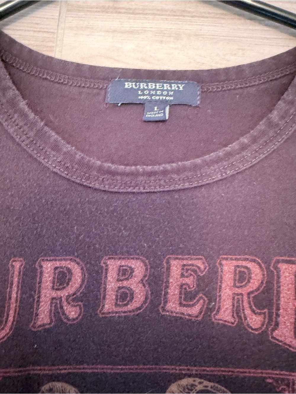 Burberry Brown Tee with Faded Red Graphic - Picture 2 of 7